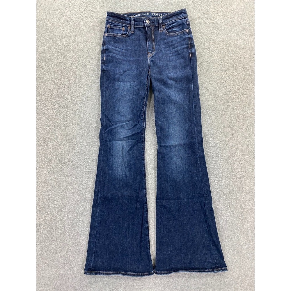 American Eagle Jeans SZ 00 Reg Next Level Stretch Dark Super High-Rise Flare